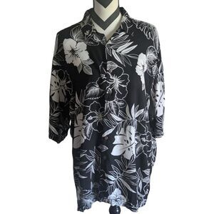 Third Coast XL Men's Black White Tropical Hawaiian Aloha Shirt